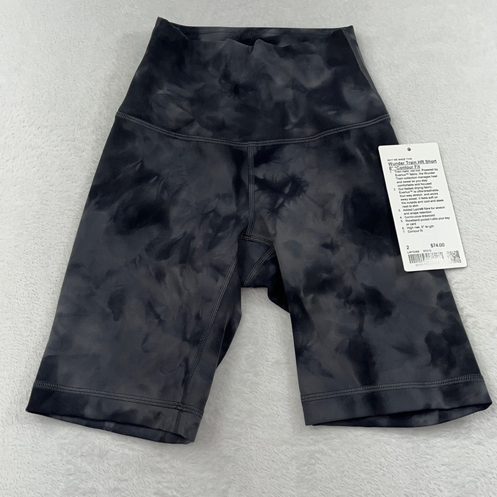 NEW Lululemon 2 Wunder Train HR Short 8” Women’s Contour Fit Gray Tie Dye